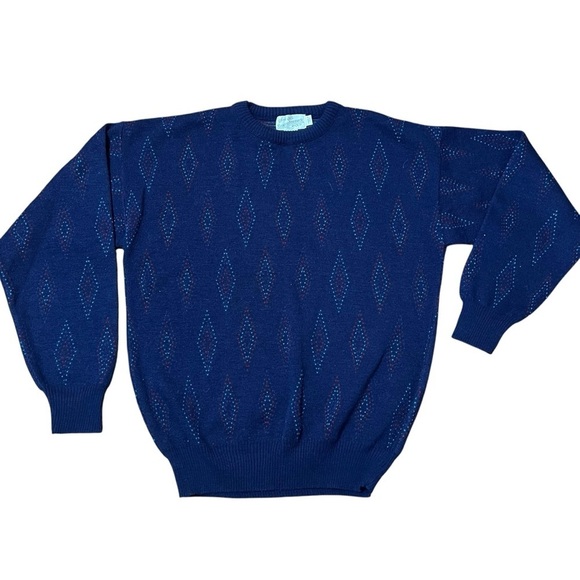 Vintage 90s Sears Roebucks Wool Blend Pullover Sweater Made in Italy Mens Medium - Picture 3 of 8